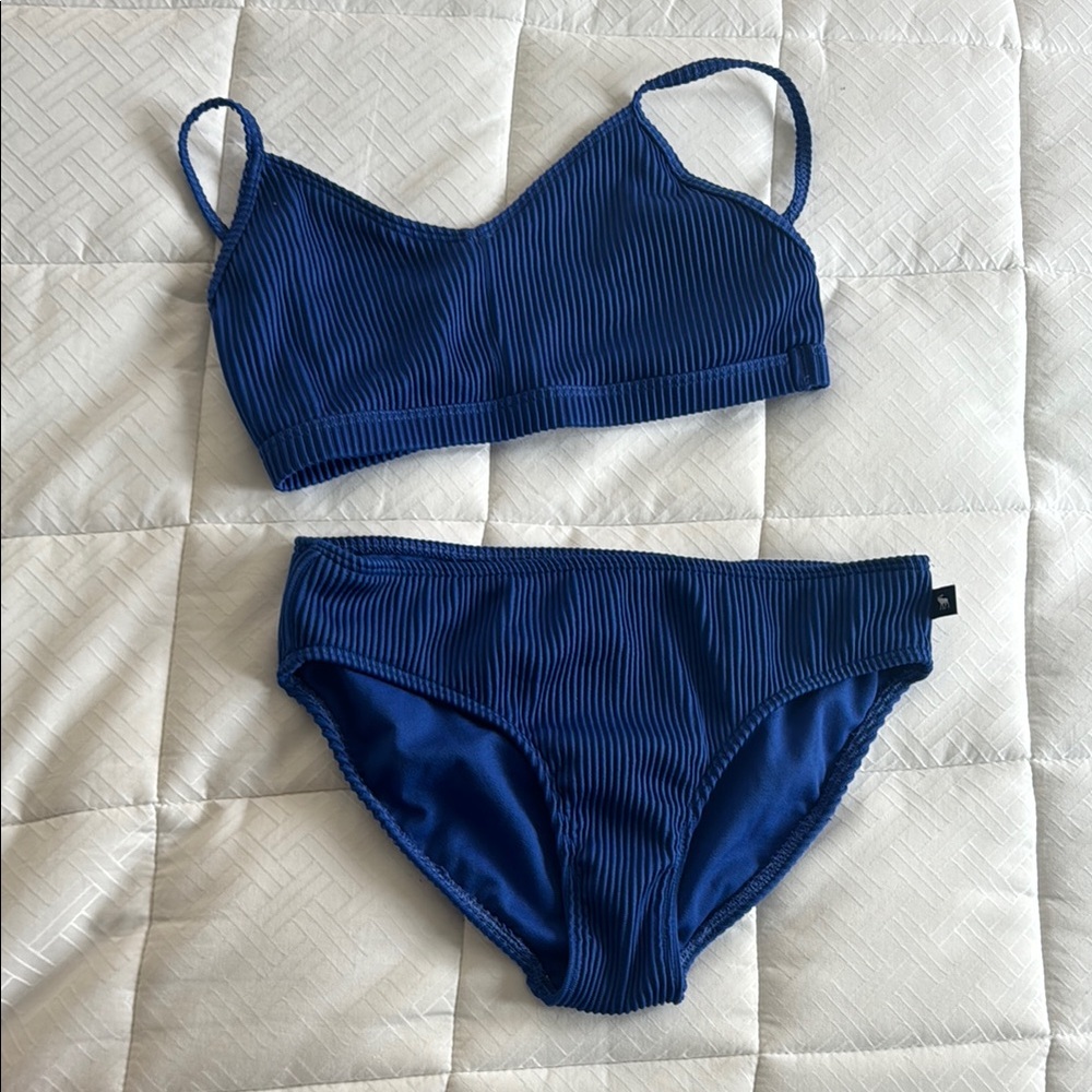 Blue Ribbed Bikini Set